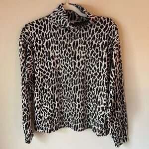 LOFT Animal Print Mock Turtleneck Sweater